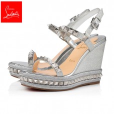 Christian Louboutin Wedges Pyraclou Pink/silver 110 mm Specchio Silver Nappa Women