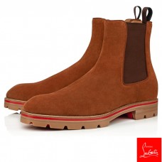 Christian Louboutin Ankle Boots Melon Spikes Brown Suede Men
