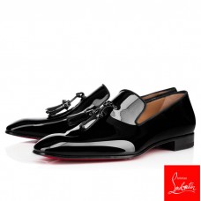 Christian Louboutin Loafers Dandelion Tassel Flat Black Patent Leather Men