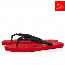 Christian Louboutin Slides & Sandals Loubi Flip Red insole Black PVC Men